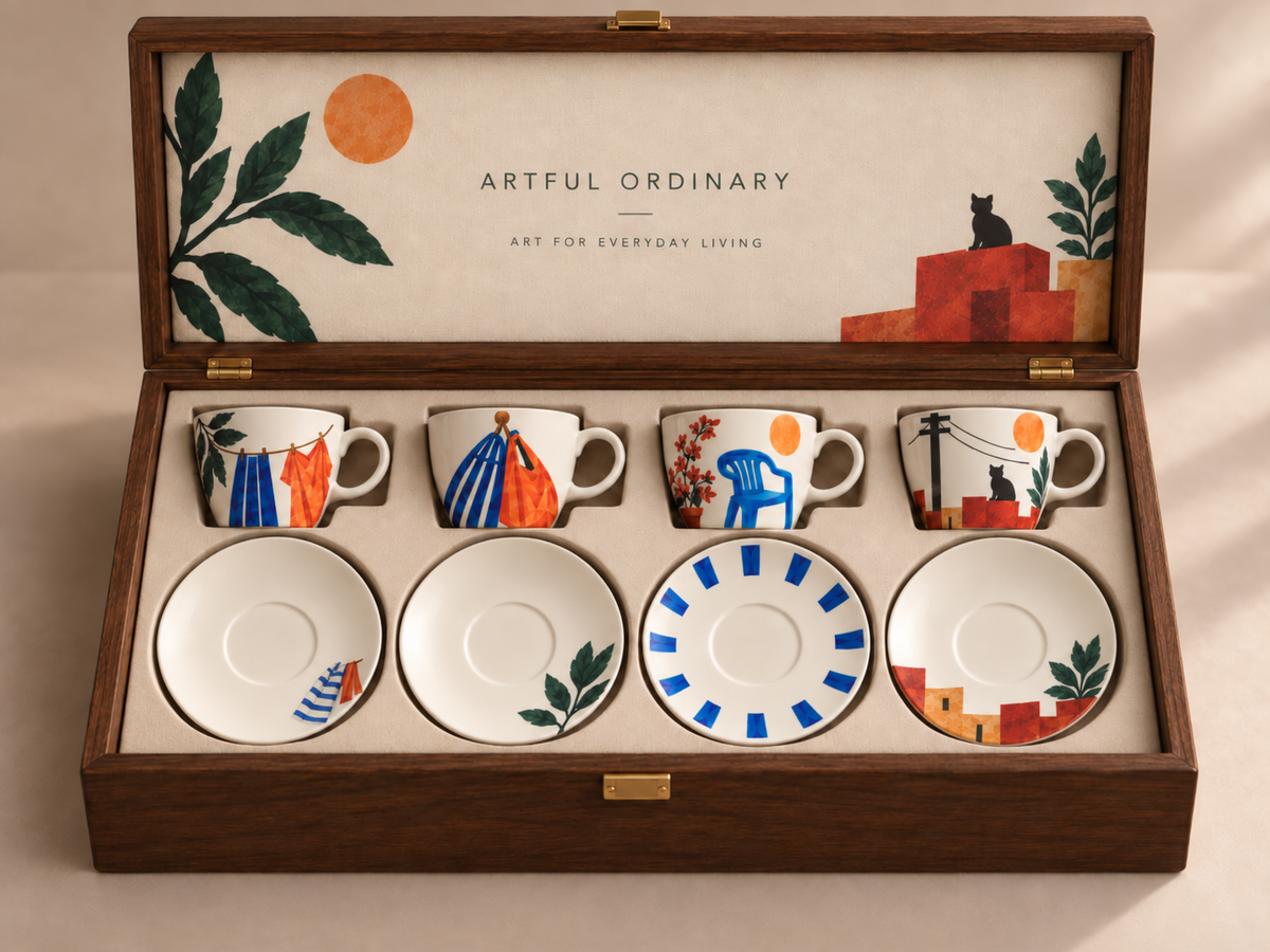 Egyptian Stories Coffee Cup & Saucer Gift Set – 4 Cups & 4 Saucers